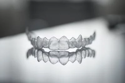 closeup of Invisalign clear aligners