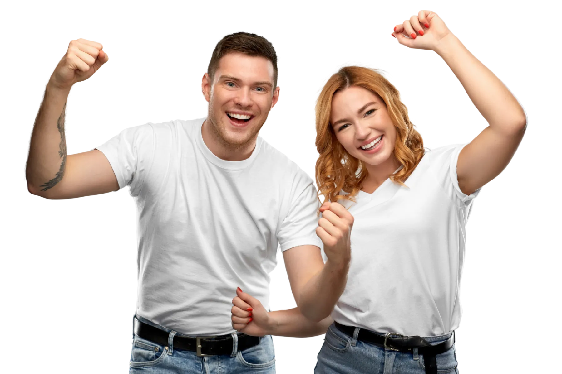 A person smiling, showing healthy teeth.